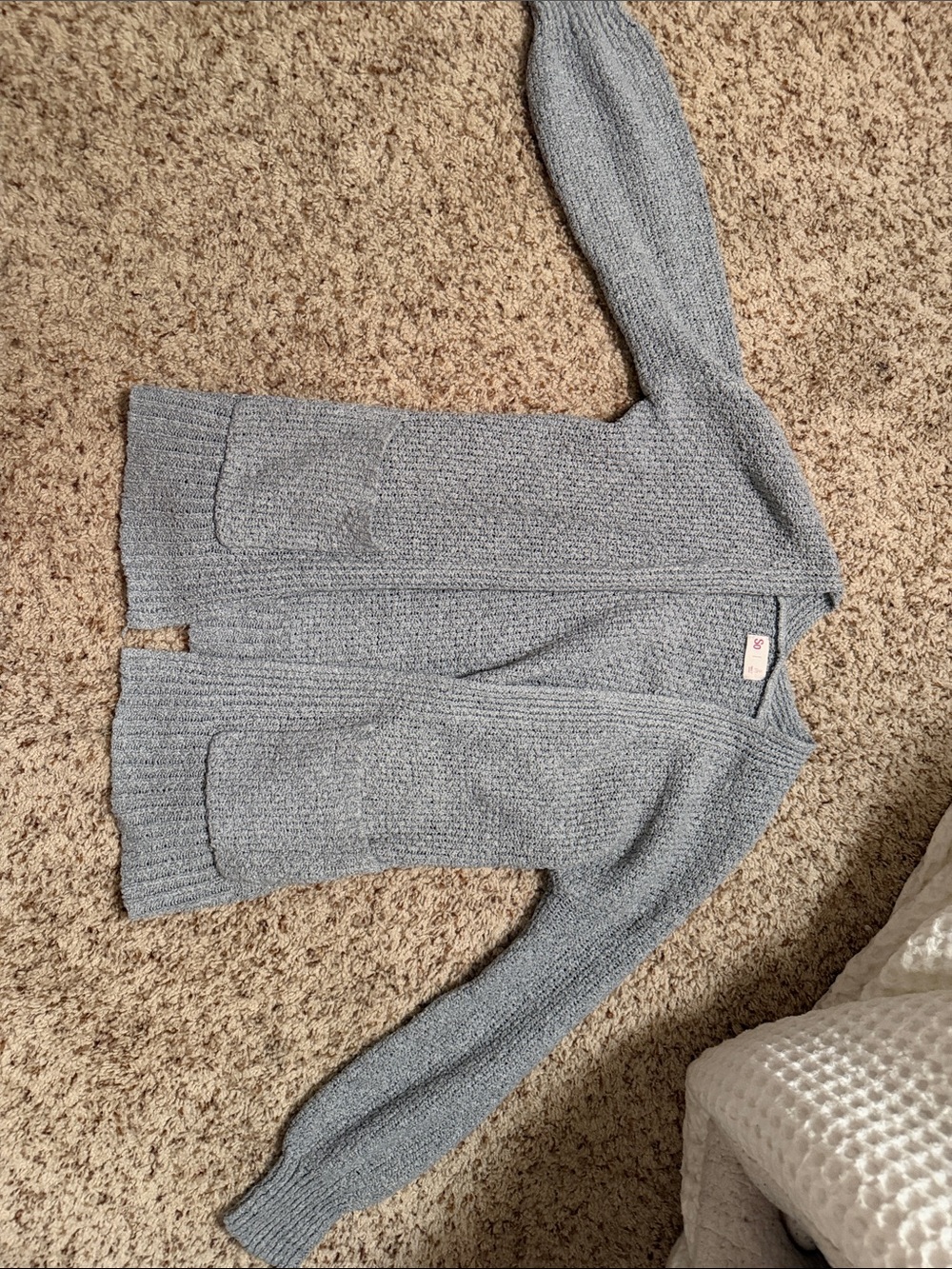 SO Light Gray Knit Cardigan with Patch Pockets